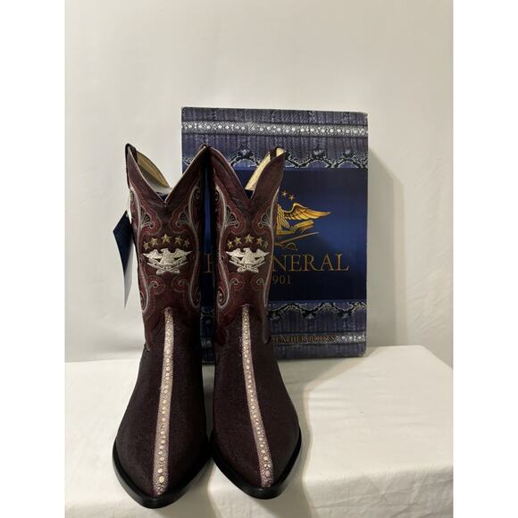 Stingray Stripe Print Pointed Toe Cowboy Boots by El General 1901 Mens Size 7.5 - Picture 7 of 14